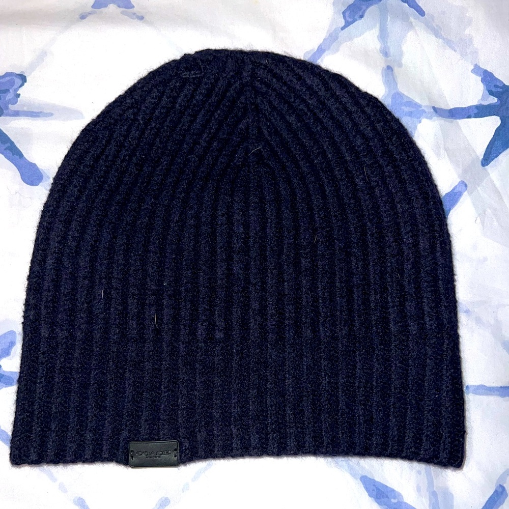 Women's One Size Coach Knit Beanie navy blue